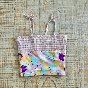 Hanna Andersson Pink and Purple Swim Top with Smocking